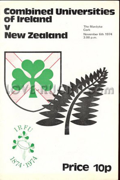 1974 Combined Irish Universities v New Zealand  Rugby Programme